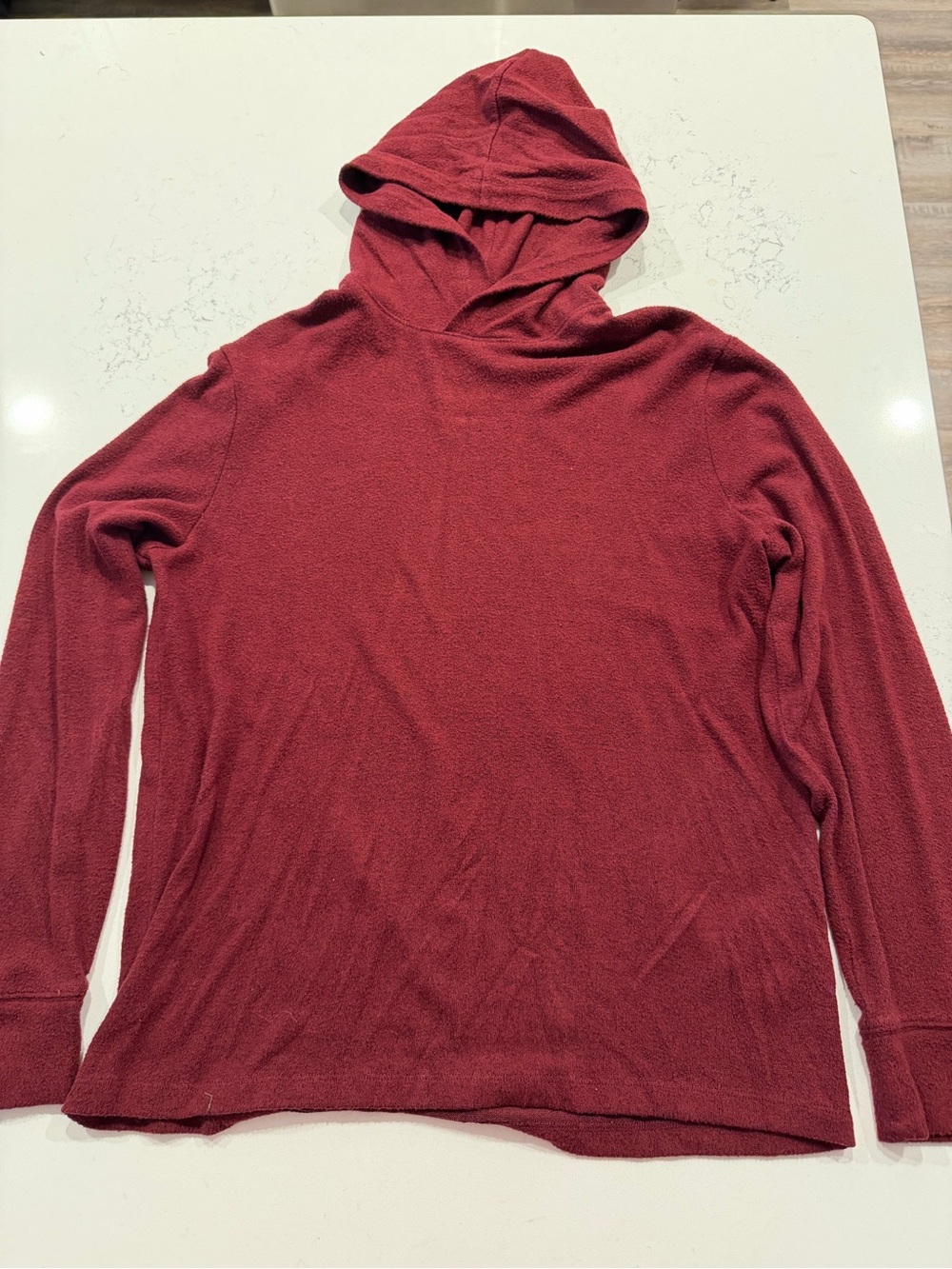 Express Men's Red Long Sleeve Hooded Shirt